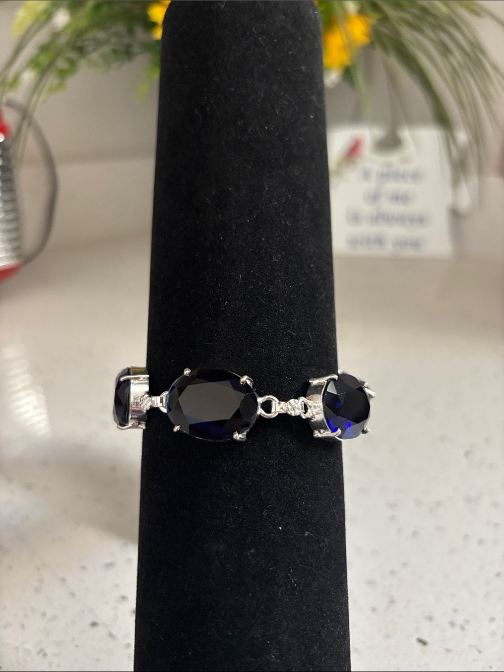 Sterling Silver Tanzanite Gemstone Link Bracelet